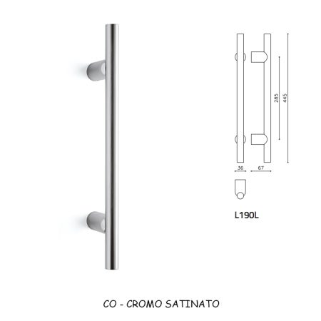 MANIGLIONE STILO 190L CROMO SATINATO
