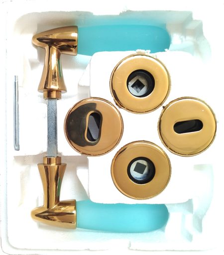 MANIGLIA AURORA OTTONE LUCIDO+AZZURRO ACIDATO
