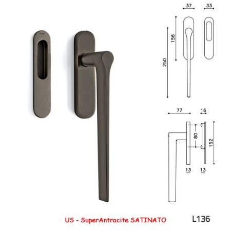 MANIGLIONE ALZANTE LAMA SuperAntracite SATINATO