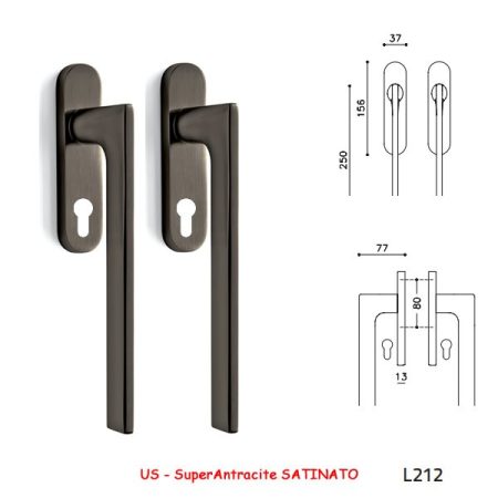 MANIGLIONI ALZANTI LOTUS SuperAntracite SATINATO