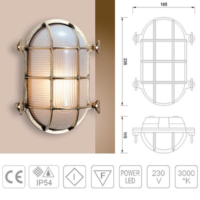 TARTARUGA LED OVALE 235 OTTONE