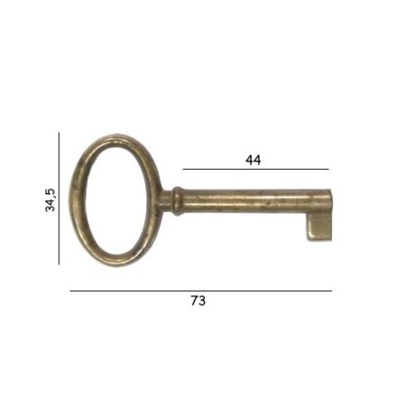 CHIAVE 6x44 OVALE GRANDE OTTONE ANTICO