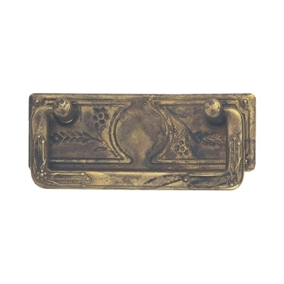 MANIGLIA FIORE OTTONE ANTICATO