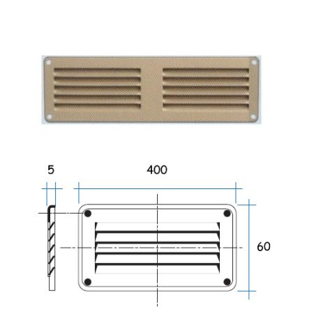 GRIGLIA VENTILAZIONE ACCIAIO INOX mm 60x400