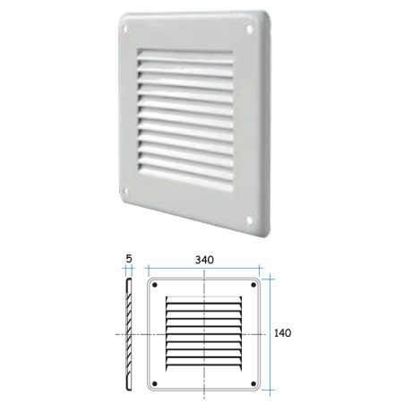 GRIGLIA VENTILAZIONE ACCIAIO INOX mm 140x340