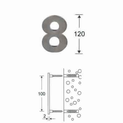 NUMERO "8" INOX mm120