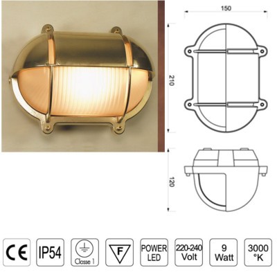 APPLIQUE LED SCHERMO 210 OTTONE