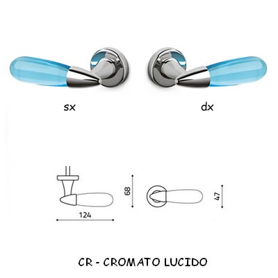 1/2 AURORA HANDLE BRIGHT CHROME + LIGHT BLUE