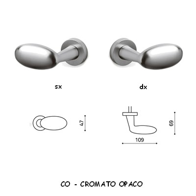 1/2 MANIGLIA BLINDO CROMATO OPACO