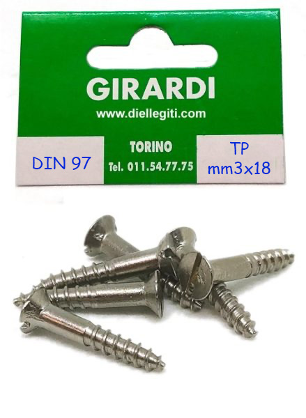 VITE A LEGNO IN FERRO TSP 3x18 DIN 97