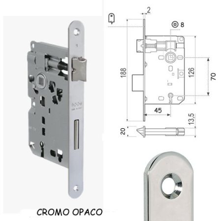 SERRATURA PP70 E45 BT CROMO OPACO