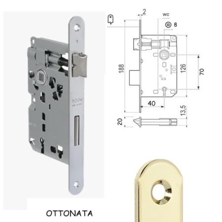 SERRATURA PP70 E40 BT OTTONATA