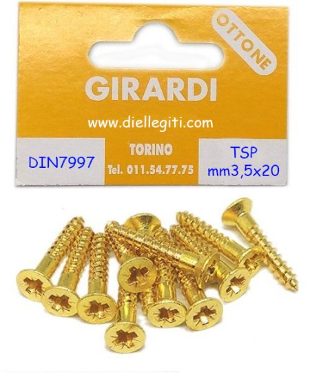 VITE A LEGNO OTTONE TSP 3,5x20 CROCE DIN 7997