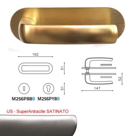 MANIGLIA DIVA PLACCA SuperAntracite SATINATO