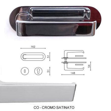 MANIGLIA MILANO PLACCA CROMO SATINATO