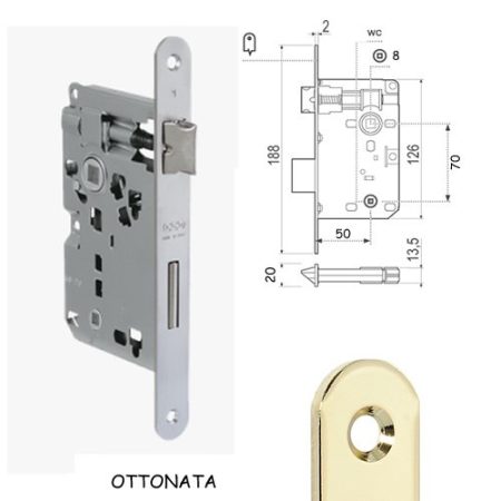 SERRATURA PP70 BT WC E50 OTTONATO