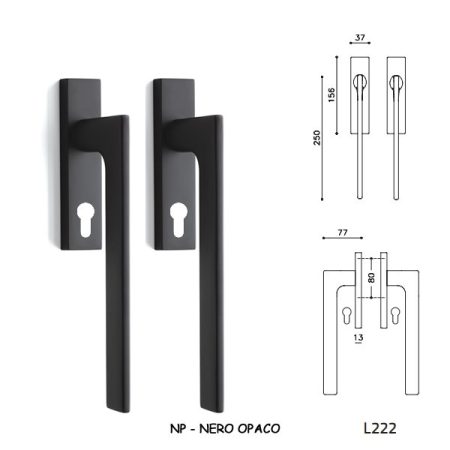MANIGLIONI ALZANTI LOTUS Q NERO OPACO
