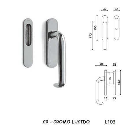 MANIGLIONE ALZANTE POLO C CROMO LUCIDO