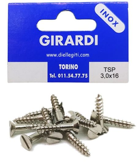 VITE ACCIAIO INOX A2 DIN97 TSP 3,0x16