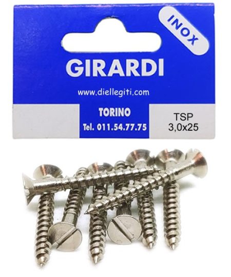 VITE ACCIAIO INOX A2 DIN97 TSP 3,0x25