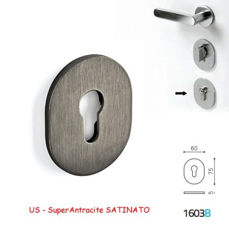 BOCCHETTA OVALE YALE 1603B SuperAntracite SATINATO