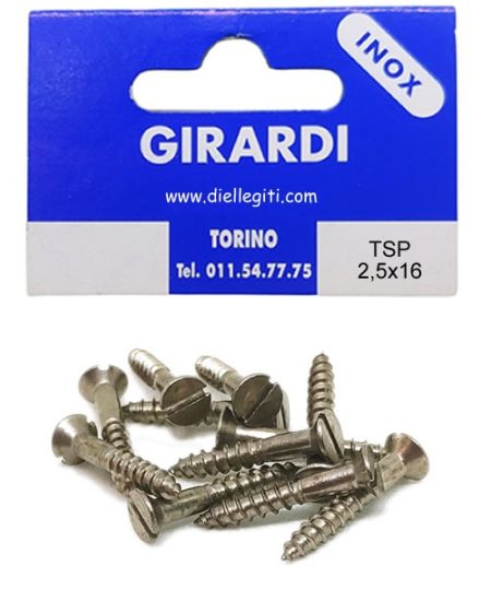 VITE ACCIAIO INOX A2 DIN97 TSP 2,5x16