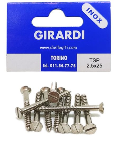 VITE ACCIAIO INOX A2 DIN97 TSP 2,5x25