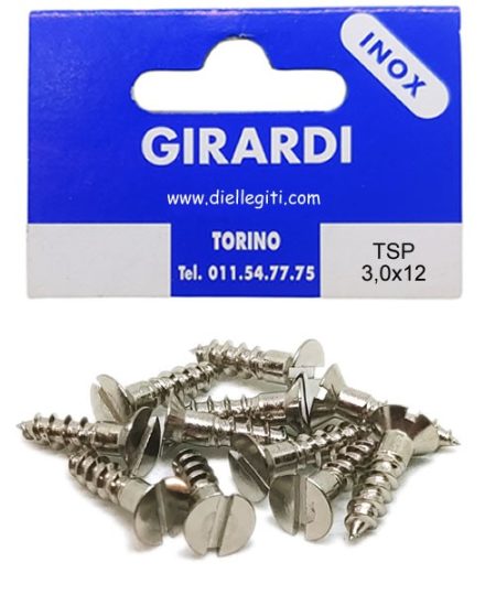 VITE ACCIAIO INOX A2 DIN97 TSP 3,0x12