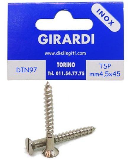VITE ACCIAIO INOX A2 DIN97 TSP 4,5X45