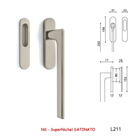 MANIGLIONE ALZANTE LOTUS SuperNichel SATINATO