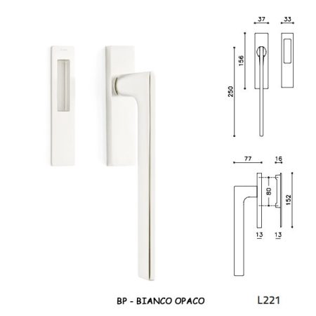 MANIGLIONE ALZANTE LOTUS Q BIANCO OPACO