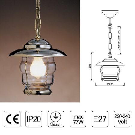 LAMPADA C/CATENA 2077B OTTONE