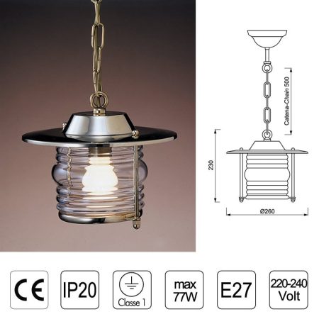 LAMPADA C/CATENA 2058 OTTONE