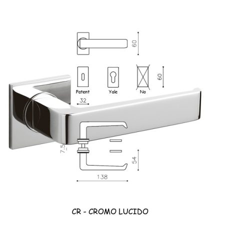 MANIGLIA MILANO Q R CROMO LUCIDO