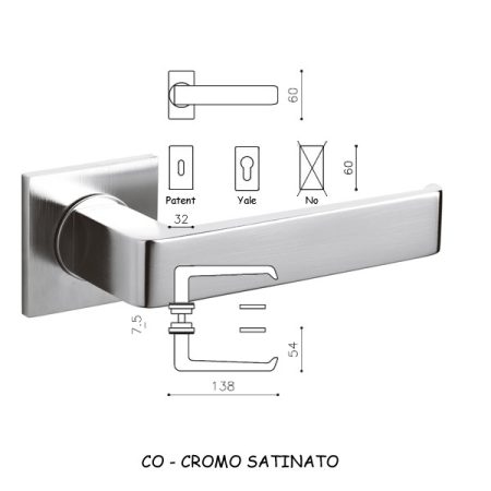 MANIGLIA MILANO Q R CROMO SATINATO