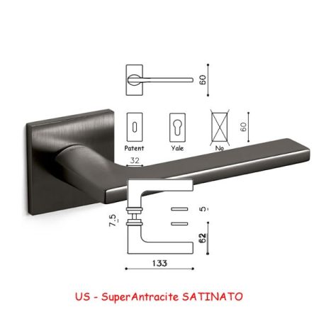 MANIGLIA LOTUS Q R SuperAntracite SATINATO