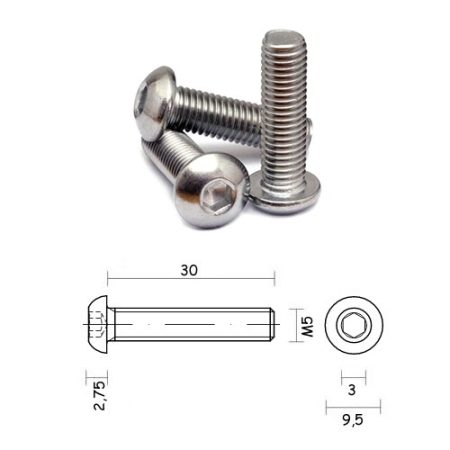 VITE TB M5X30 CAVA ESAGONALE INOX A2