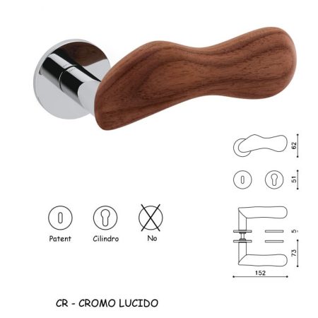 MANIGLIA CHELSEA CROMO LUCIDO+NOCE