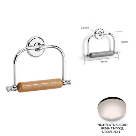 PORTAROTOLO N1020 RULLO NICHELATO LUCIDO+LEGNO