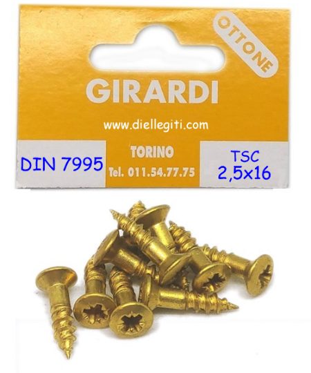 VITE A LEGNO OTTONE TSC 2,5x16 CROCE DIN 7995