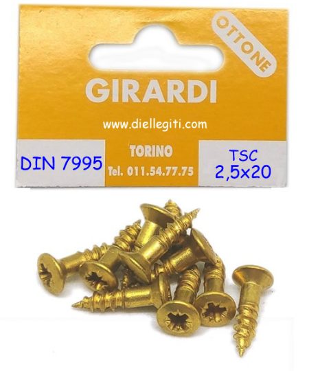 VITE A LEGNO OTTONE TSC 2,5x20 CROCE DIN 7995