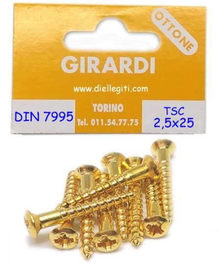 VITE A LEGNO OTTONE TSC 2,5x25 CROCE DIN 7995