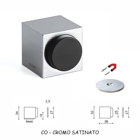 FERMAPORTA CUBO CROMO SATINATO MAGNETE