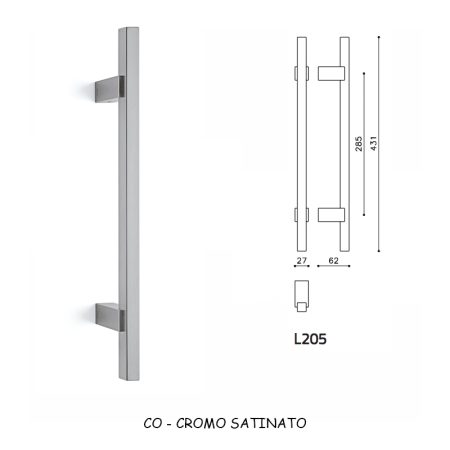 MANIGLIONE BIOS 205 CROMO SATINATO