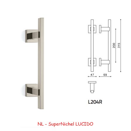 MANIGLIONE BIOS 204R SuperNichel LUCIDO