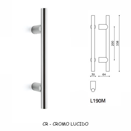 MANIGLIONE STILO 190L CROMO LUCIDO