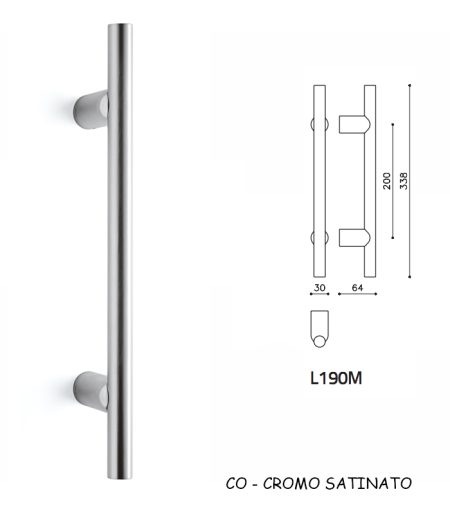 MANIGLIONE STILO 190M CROMO SATINATO