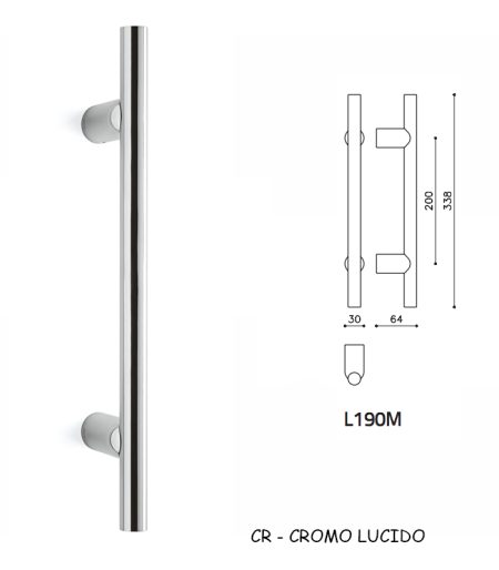 MANIGLIONE STILO 190M CROMO LUCIDO