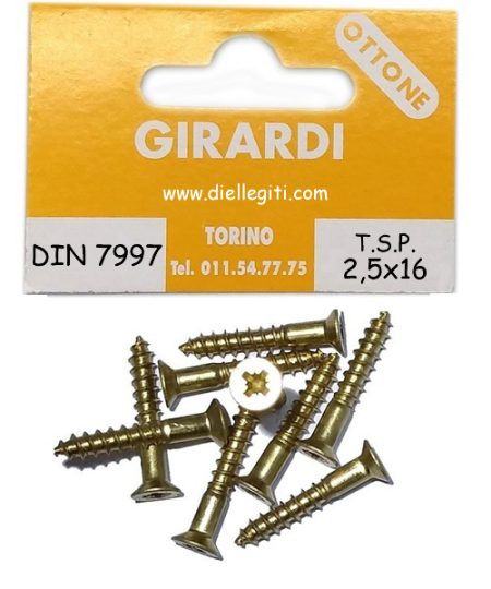 VITE A LEGNO OTTONE TSP 2,5x16 CROCE DIN 7997