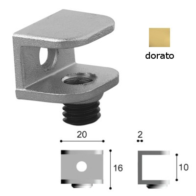 MORSETTO PER VETRO mm10 DORATO